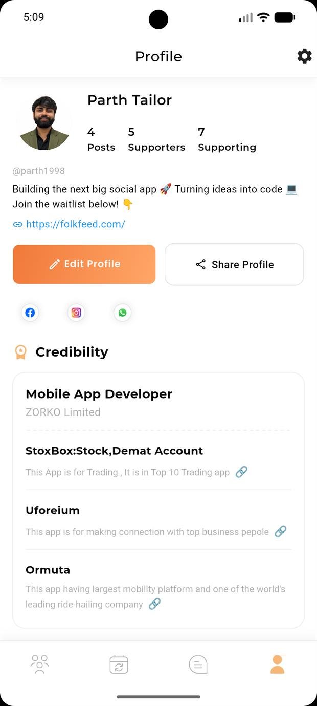 FolkFeed profile screen