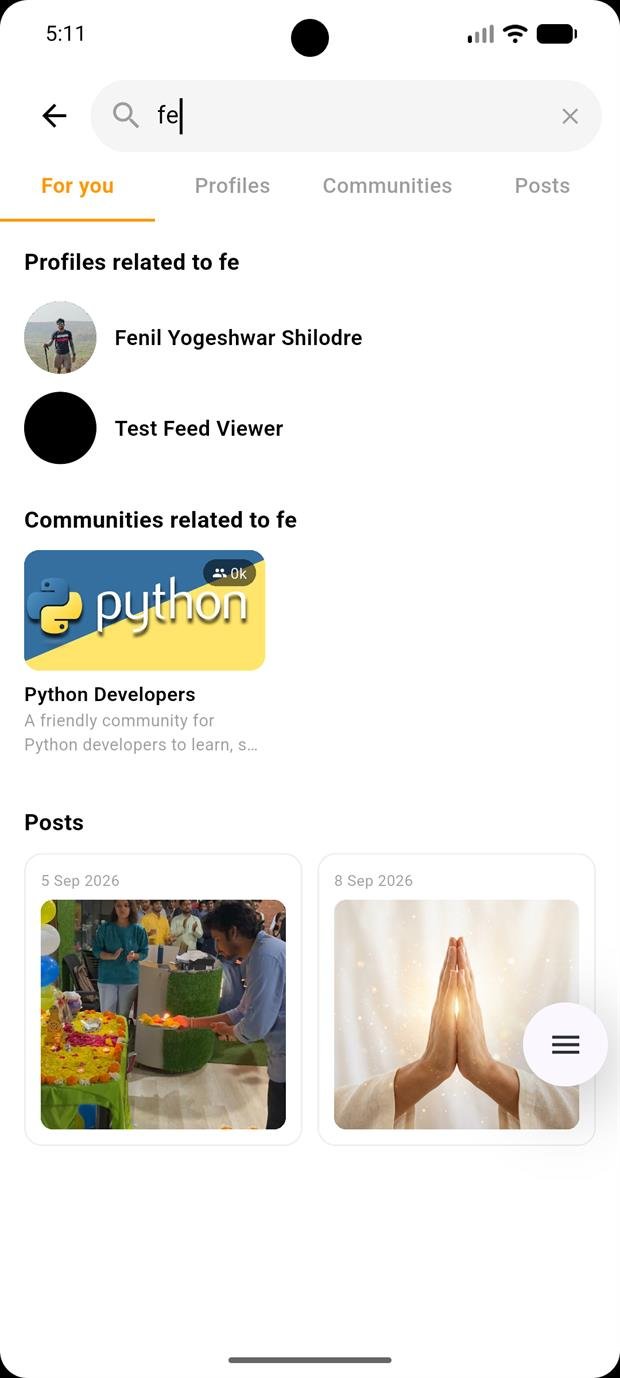 FolkFeed global search screen